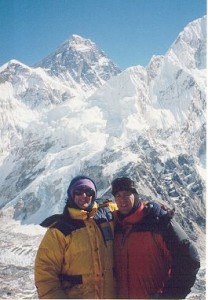The summit of Mt. Everest in the Background